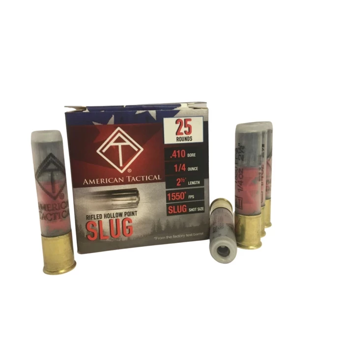 ATI .410ga Rifled Slug 2.5 inch Shotgun Shells - SLUG | 1550 fps | Rifled Hollow Point | 1 Case (10 boxes/250 rds)